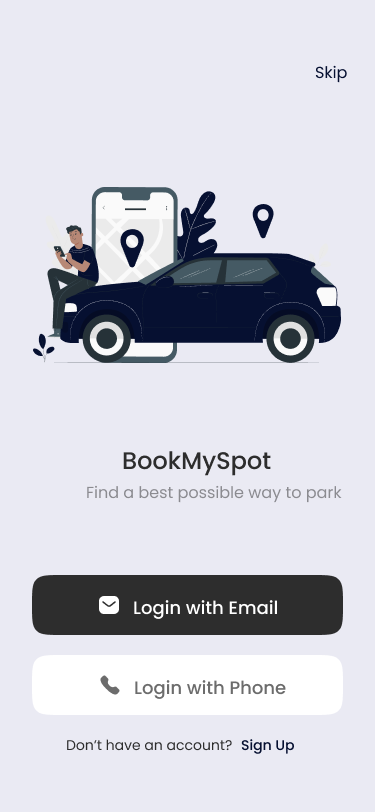 BookMySpot screen 1